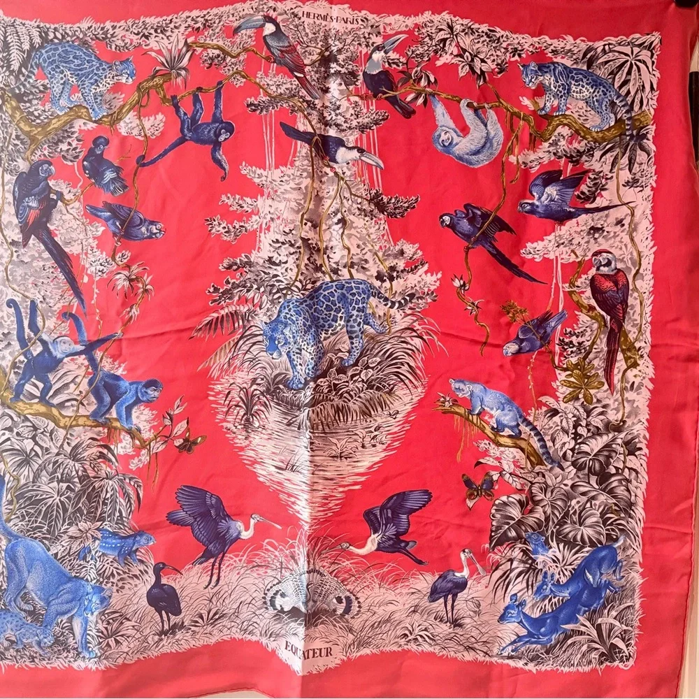 Authentic Hermes Carre Wash Equateur Silk Scarf 35” - Picture 3 of 9